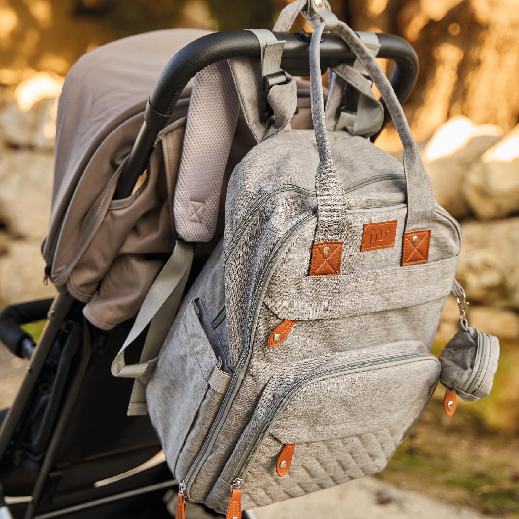 ms Zaino per pannolini per bambini, zaino per pannolini grande, multifunzione, per neonati, porta ciuccio e mamma e papà (Unisex)