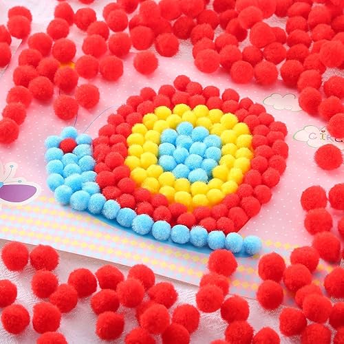 Miniatura 5 de Blulu - Pompones para manualidades y suministros de hobby, 500 unidades, 0.5 in