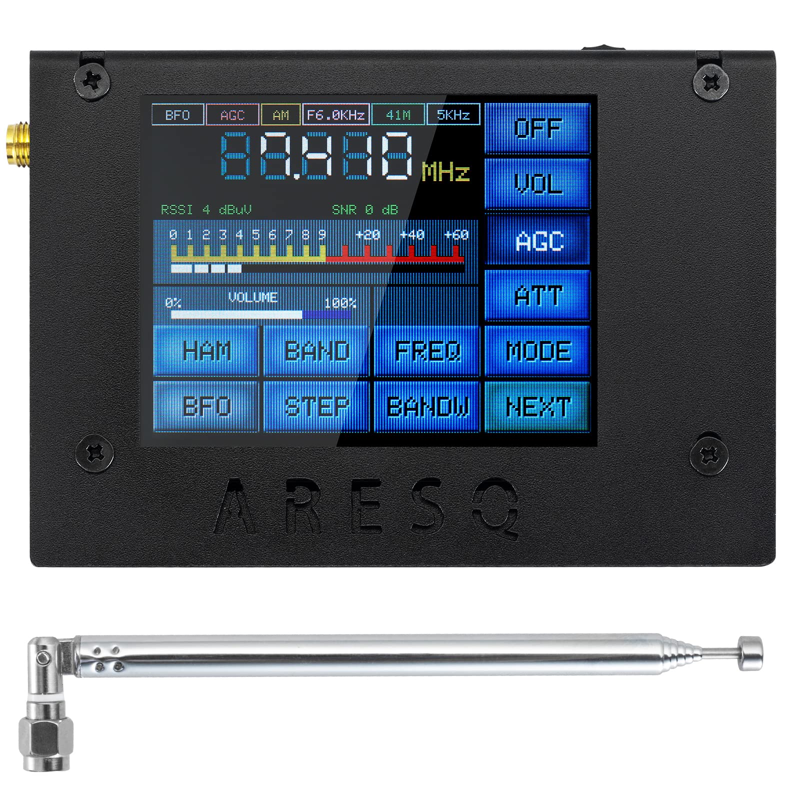 AURSINC AQ1 SI4732 Radio Portátil FM AM MW SW SSB LSB USB Banda Completa Pantalla Táctil 2.8 Pulgadas Batería 2500 mAh Antena Altavoz