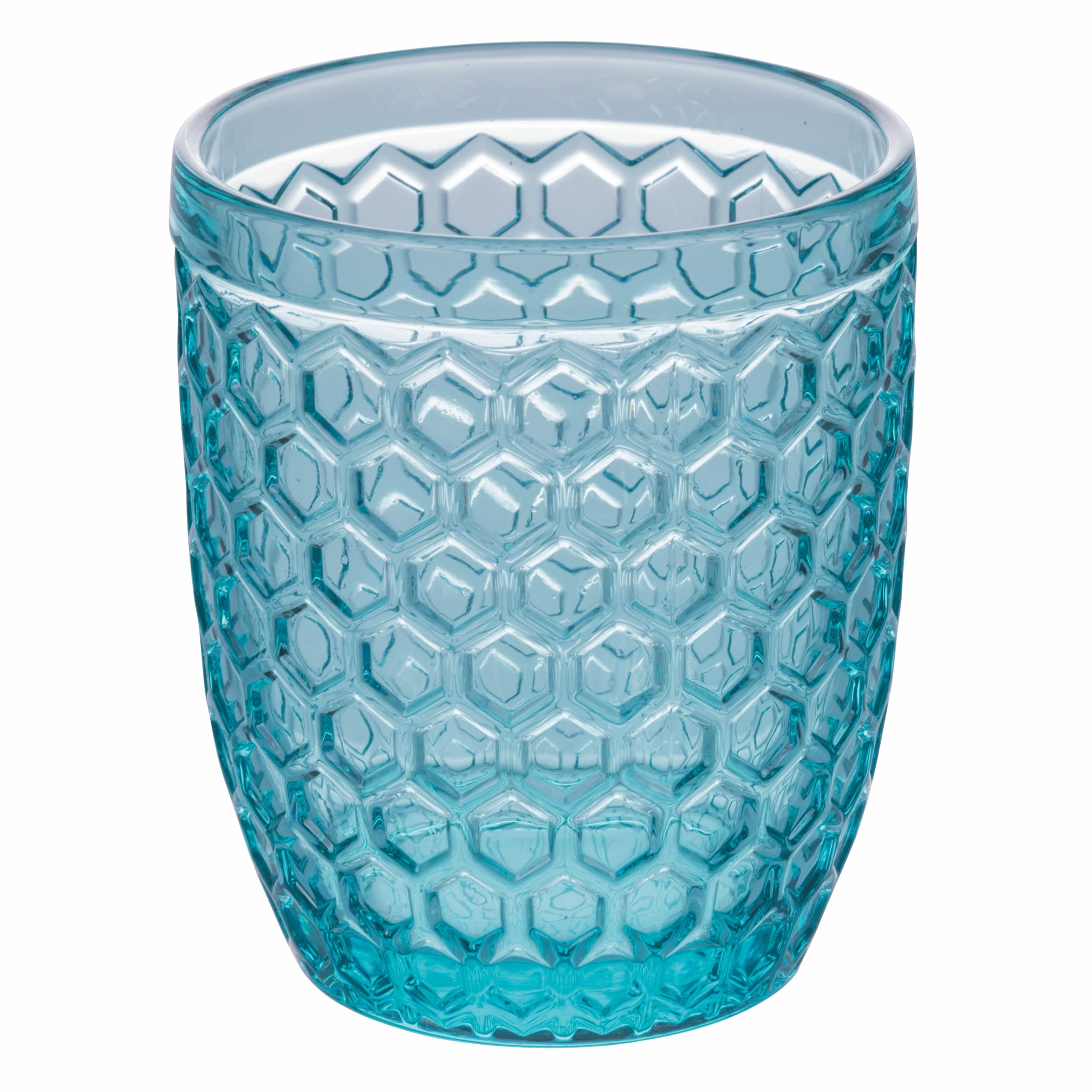 Zestaw 6 szklanek do wody, 350 ml, przezroczyste szkło witrażowe, geometria ocean