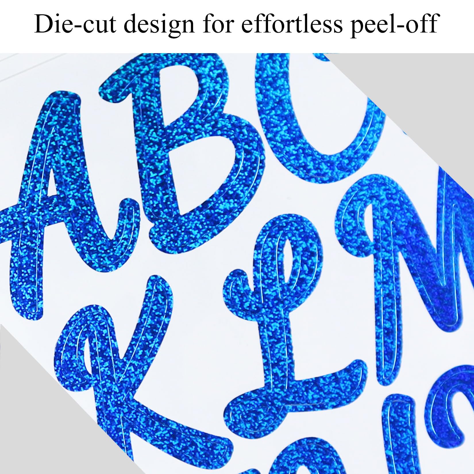 1248 calcomanías con purpurina para números de letras, 1 pulgada con símbolo del alfabeto brillante para álbumes de recortes, tarjetas de felicitación, bricolaje, azul claro