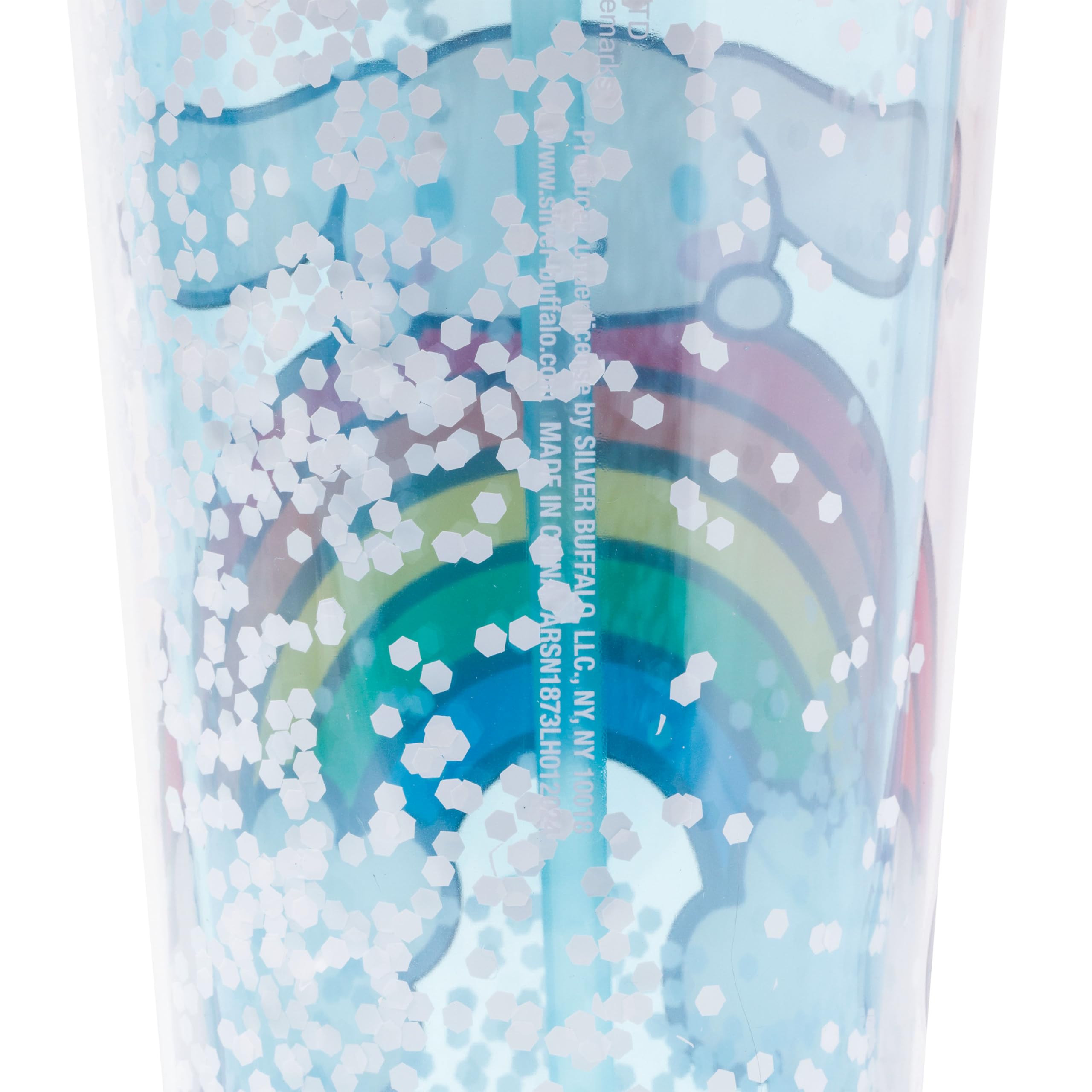 Silver Buffalo Sanrio Hello Kitty and Friends Cinnamoroll Rainbow Kunststoff-Konfetti-Becher mit Deckel und Strohhalm, 907 ml