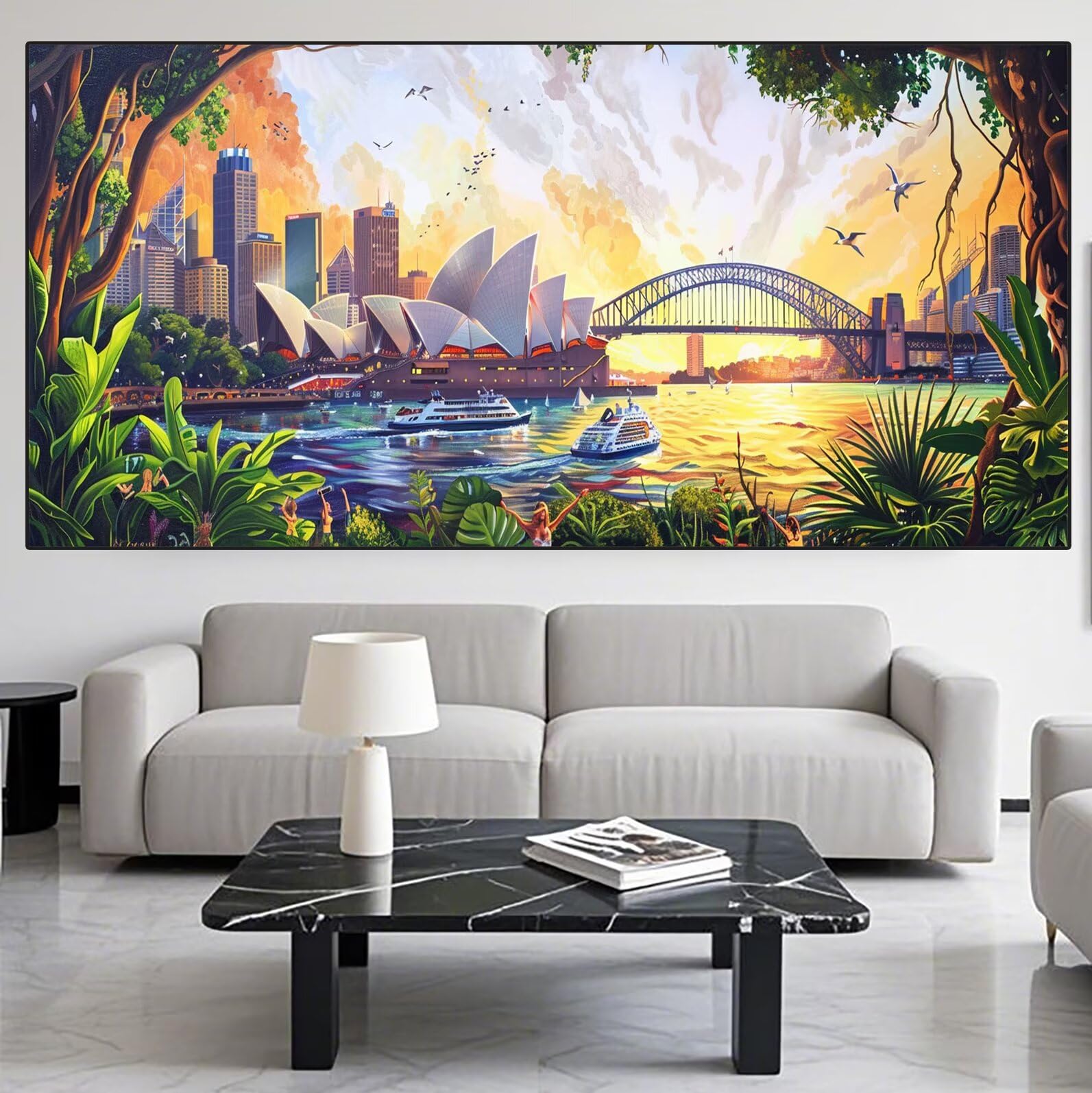 Sydney Diamond Art Landscape Diamond Painting Arts and Crafts dla dorosłych, zestaw do malowania diamentami 5D, dorosłych, Crysta, haft krzyżykowy, zestaw do haftowania dla początkujących, dekoracja