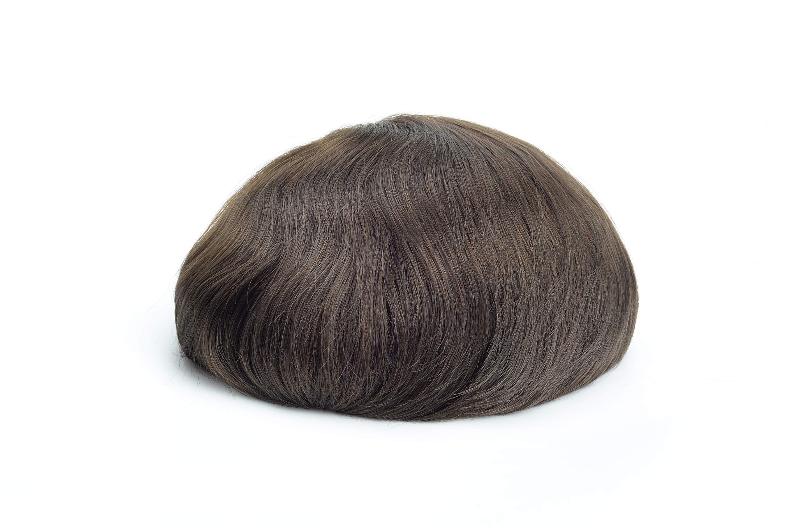 Lordhair Protesi Capelli Uomo, Pelle Super Sottile da 0,06 mm Tutti con loop a V Parrucca da Uomo per Sistema Capillare da 8x10 Pollici Dimensione Della Base Densità Media -130%