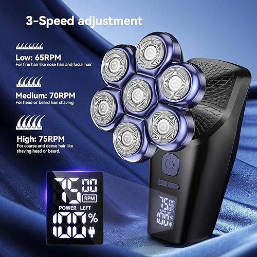 Miniatura 5 de Bazivve Afeitadoras de cabeza 7D para hombres calvos, afeitadora eléctrica magnética, afeitadora de pelo facial para hombres, pantalla LED