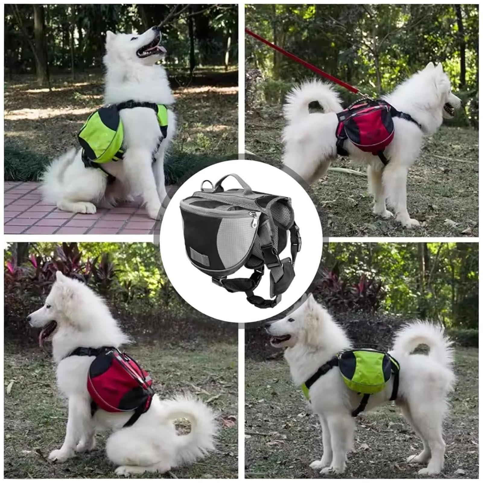 Mochila de Senderismo para Perros, con Bolsillos Laterales Y Suministros Ajustables, Arnés de Senderismo para Perros, para Compras Diarias Viaje Urbano Transporte Coche Transporte Público