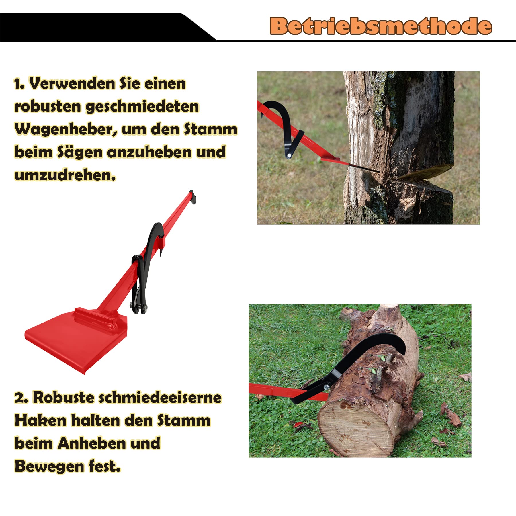 SUBTLETY 130cm Leve e Cunei per Abbattimento Pesante Sollevatore per l'Abbattimento degli Alberi Cuneo con Manico Antiscivolo e Gancio Reversibile Portata fino a 250KG per Giardino e Paesaggistica