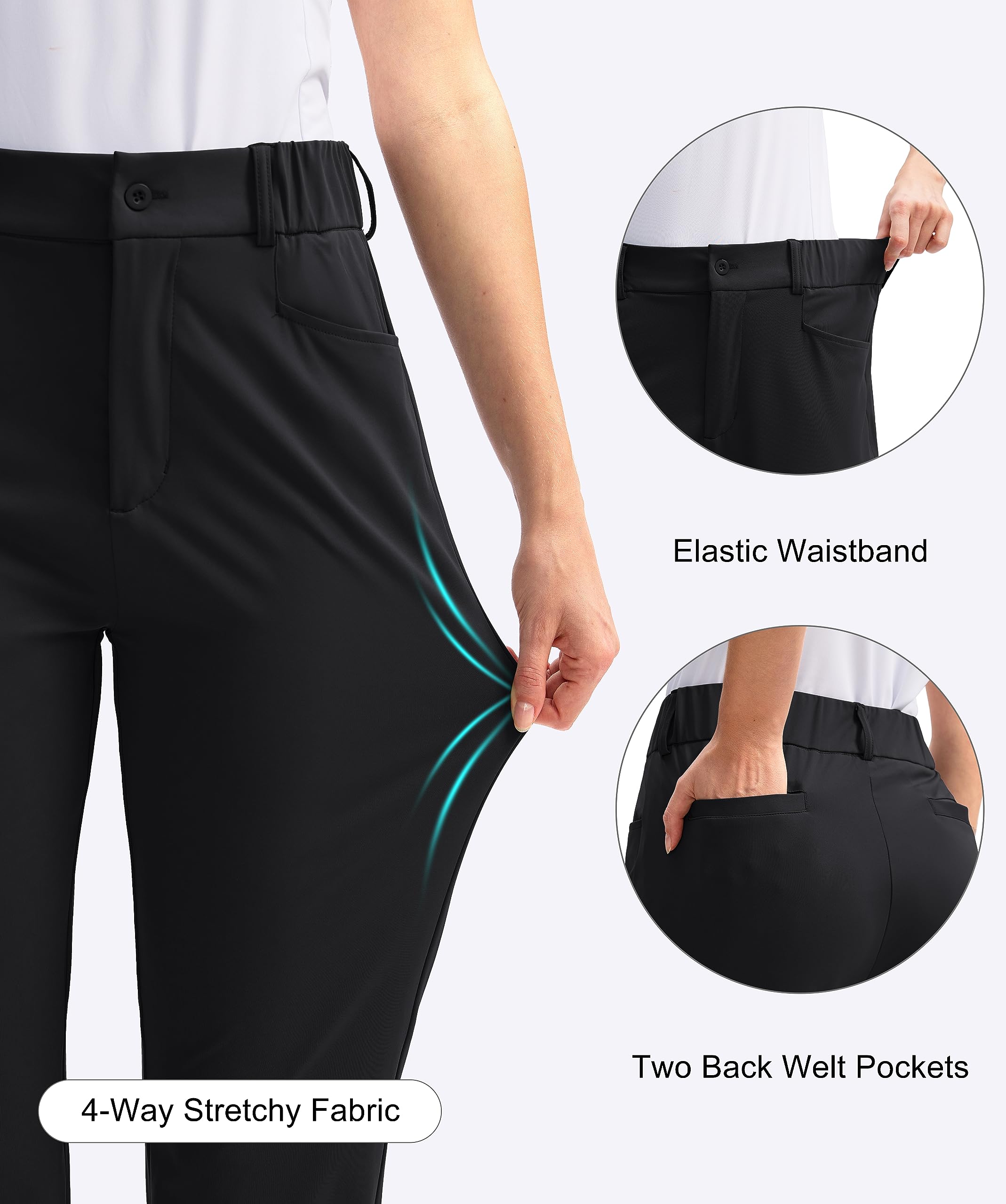 SANTINY Damen-Golfhose mit 5 Taschen, hohe Taille, schnell trocknend, Stretchhose für Damen, Reisen, Arbeit, Freizeit