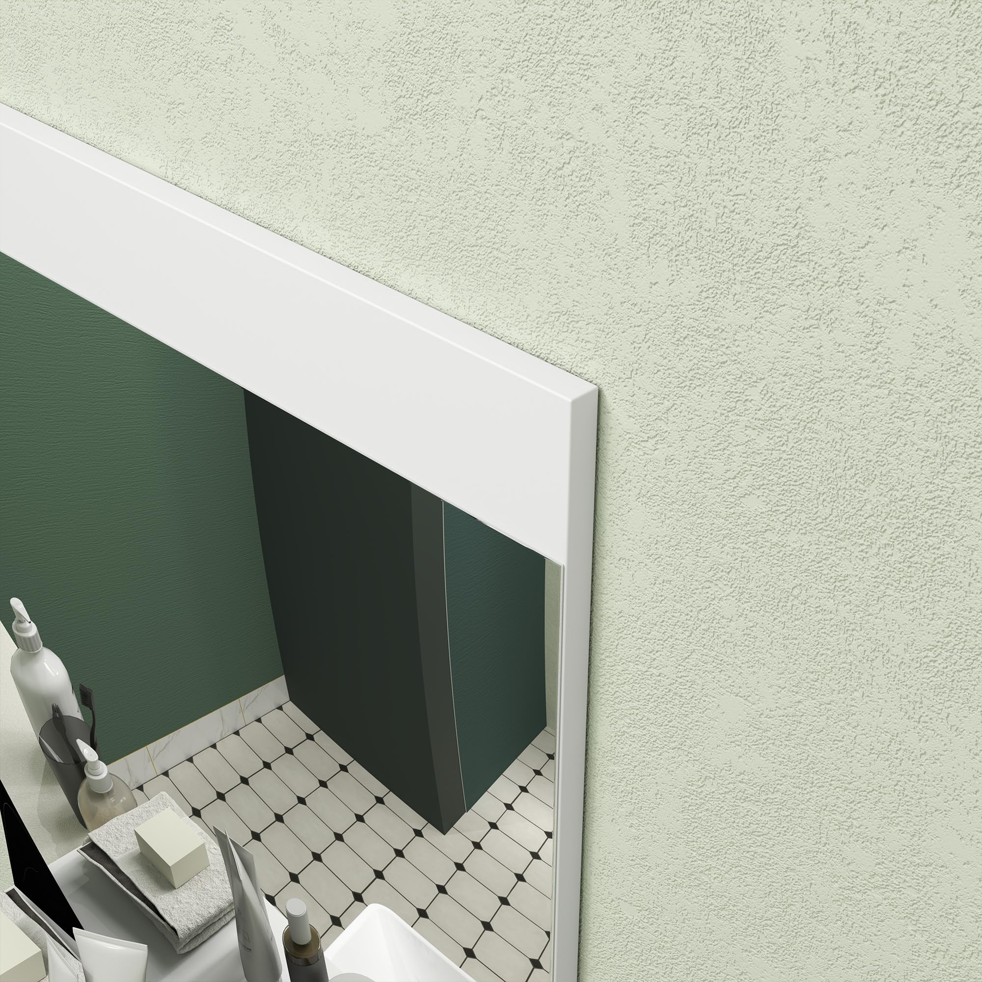 HOMCOM Espejo de Baño con Estante Abierto 50x12x60 cm Blanco | Espejo de Pared, para Entrada Pasillo