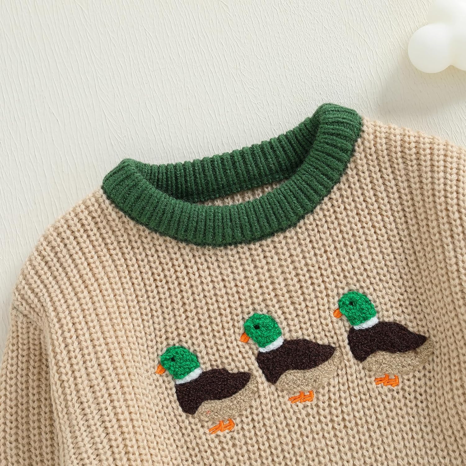 BULINGNA Toddler Baby Boy Girl Hunt Outfit Mallard Duck Knit Sweater Long Sleeve Knitted Sweatshirt Warm Fall Winter Clothes - Image 5