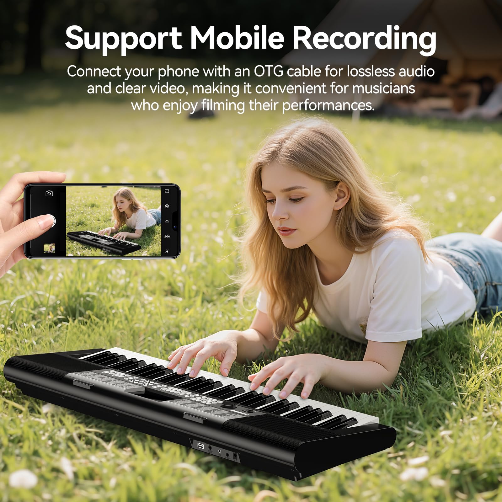 TERENCE Clavier numérique 61 touches LED Double Clavier | 255 sonorités et rythmes. Pour enfants, débutants, ados. Cadeau musical