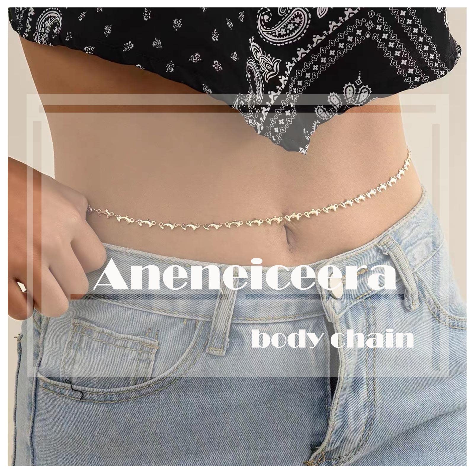 Amazon.com: Aneneiceera Boho Rhinestones Chain Belly Waist 