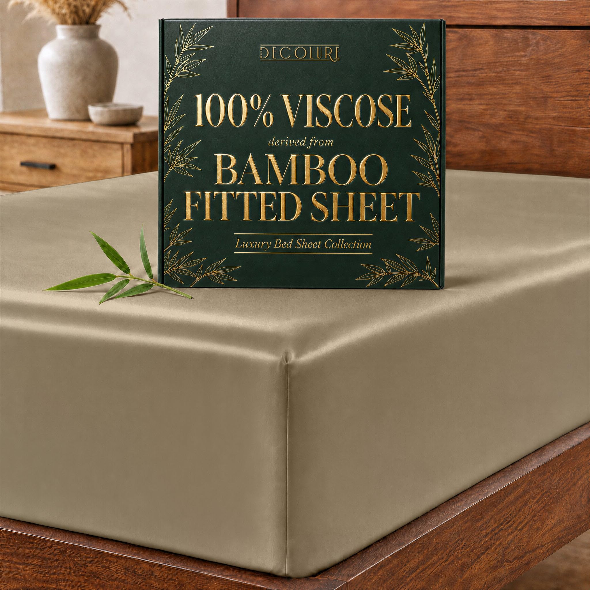 DECOLURE 100% Viscose Derived from Bamboo King Fitted Sheet Taupe