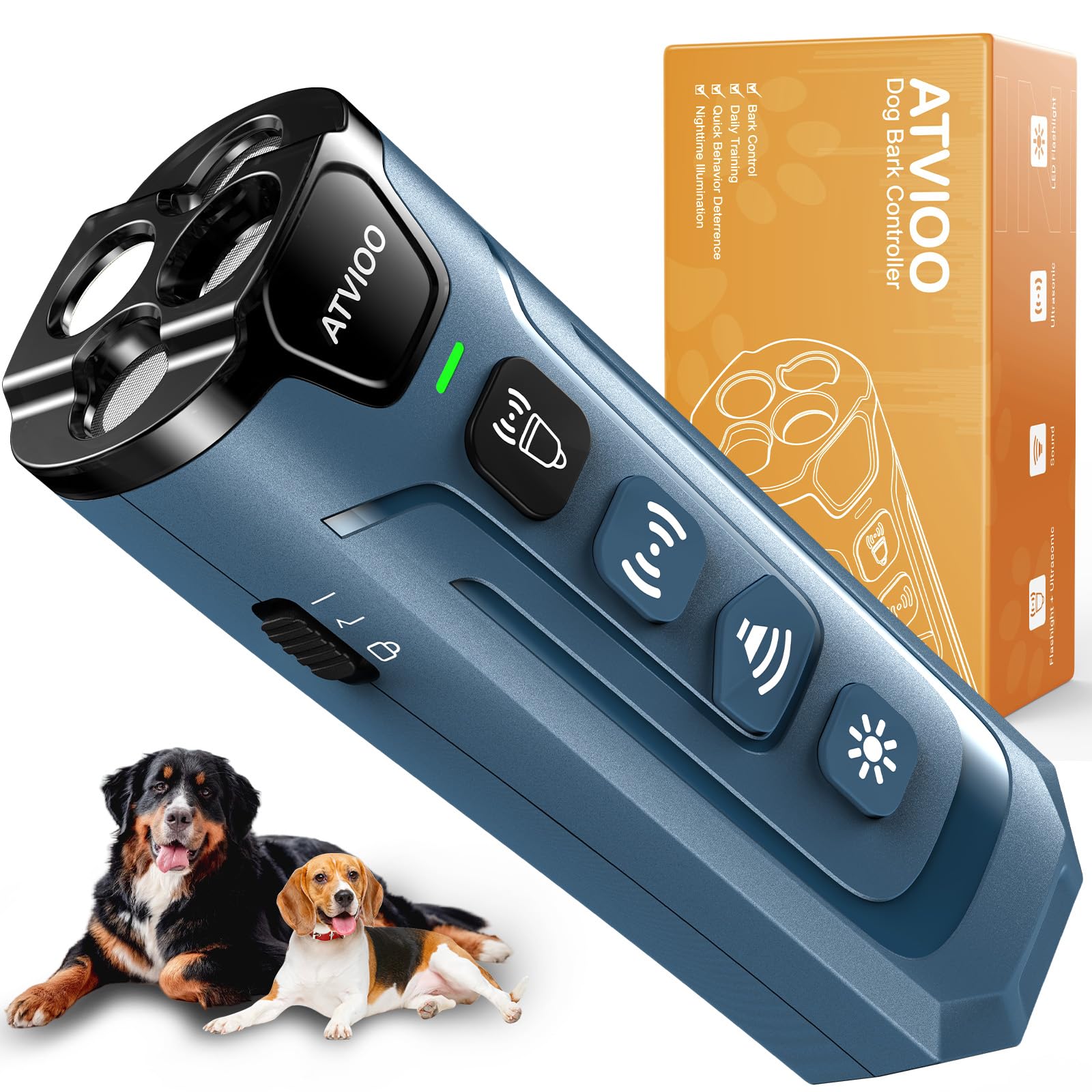 Dog Anti-Barking Device - Humane Ultrasonic Bark Control for Your or Neighbor's Pet (Dark Blue)