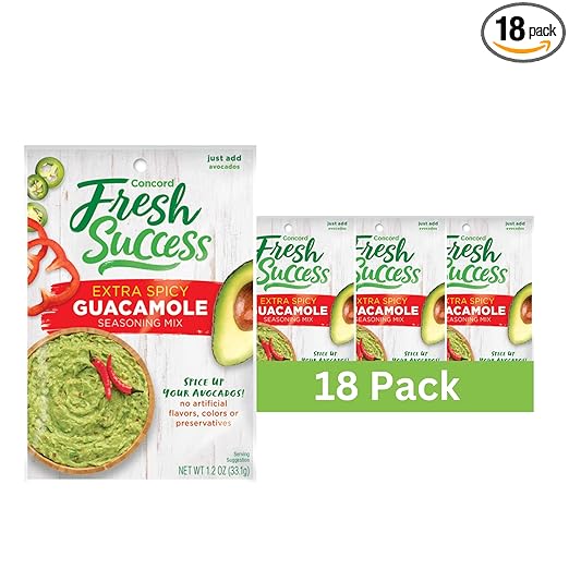 Concord Foods Extra Spicy Guacamole Mix: Bold Heat with Traditional Flavors - Perfect for Spicy Guac Enthusiasts! 1.2 Ounce (Pack of 18)