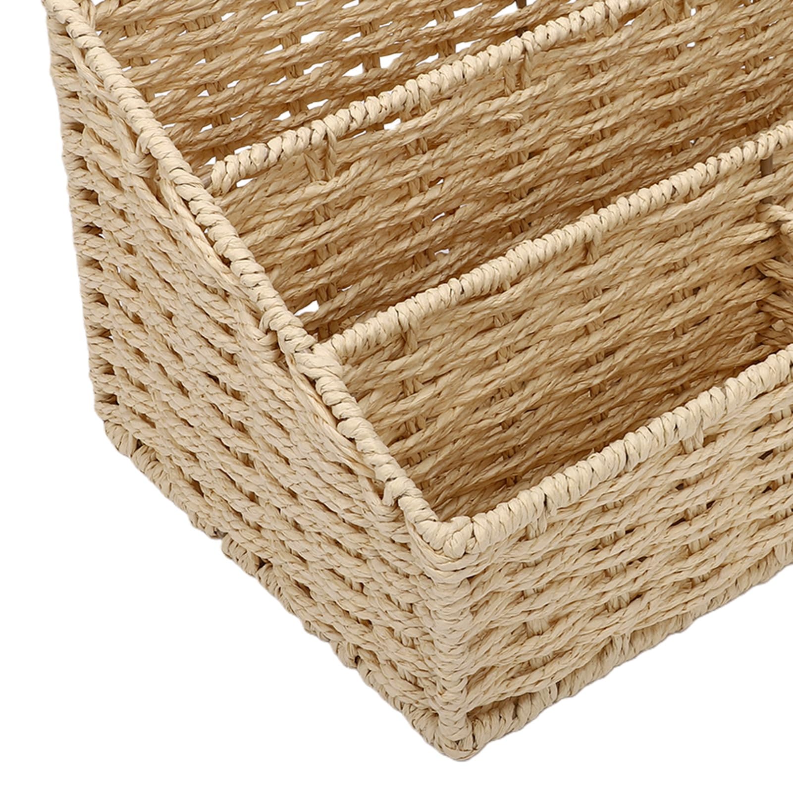 Sorandy Organizer per Posta in Tessuto da 2 Pezzi, Portadocumenti da Scrivania con Struttura in Fibra di Carta e Ferro, Vassoio per Lettere con Scomparti Multipli per Desktop da Ufficio (Beige)