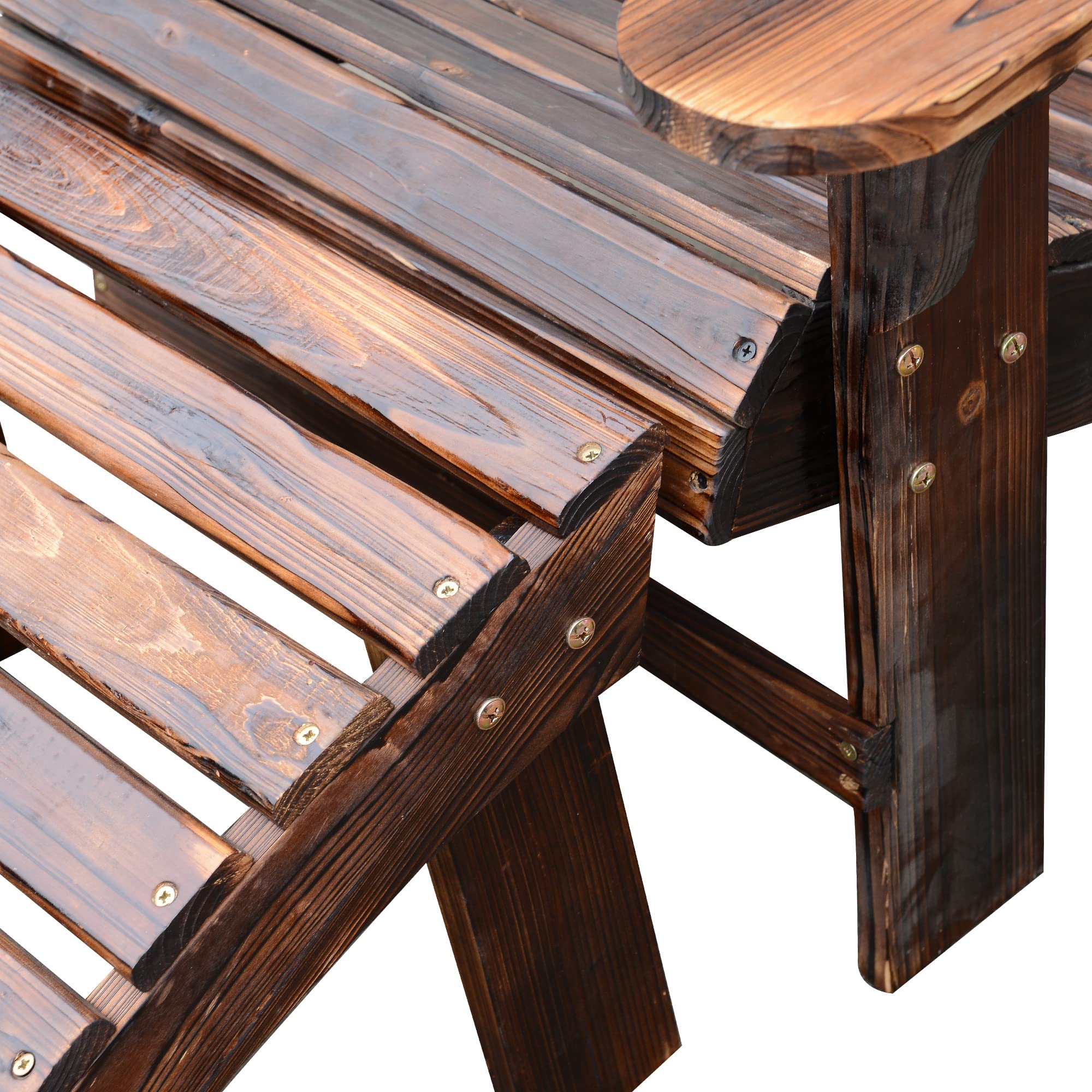 HOMCOM Fauteuil de Jardin Adirondack Chaise Longue Chaise Plage avec Tabouret Bois de Sapin