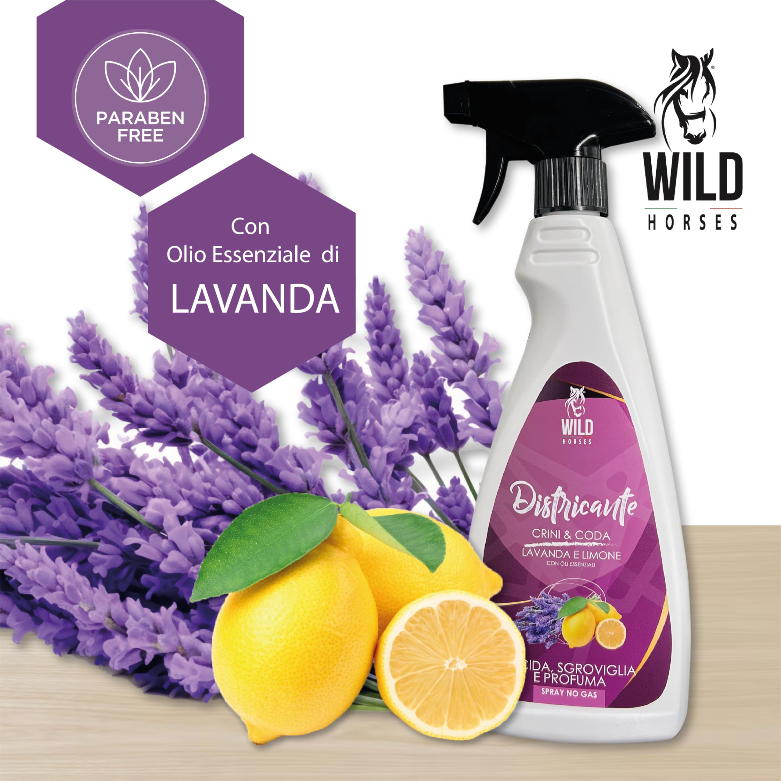 Wild Horses | Districante Crini & Coda Lavanda e Limone - Lucida, Sgroviglia e Profuma, Senza Risciacquo, 500 ml, Made in Italy