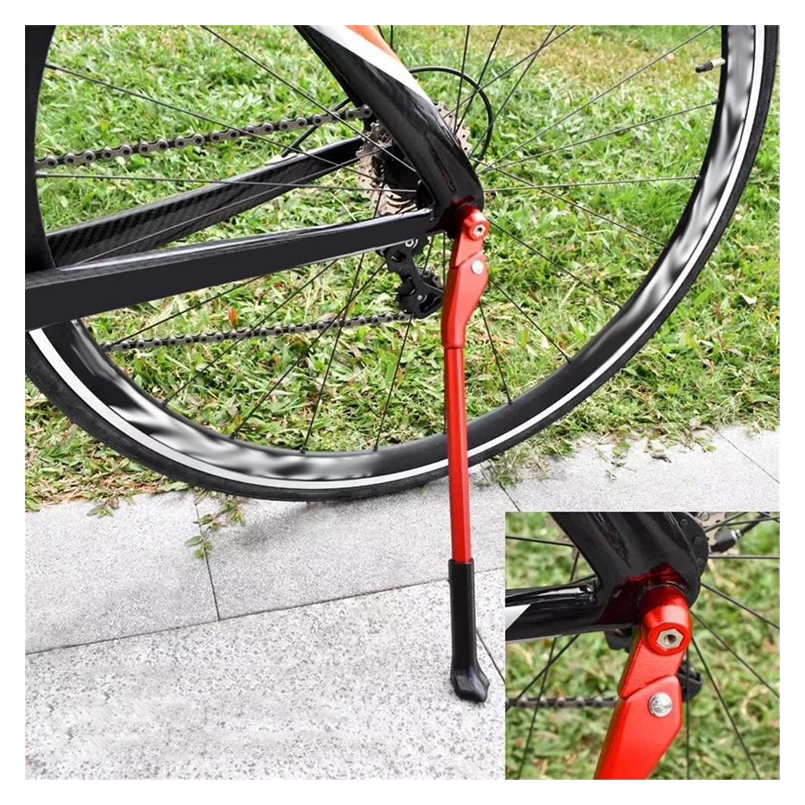 Stojak na rowery, akcesoria rowerowe, z antypoślizgowymi gumowymi nóżkami, szybkozłączką Podpórka na rower ze stopu aluminium Podpórka boczna na rowery MTB 26/27,5/29 cali Czarne/czerwone Antypoślizgo