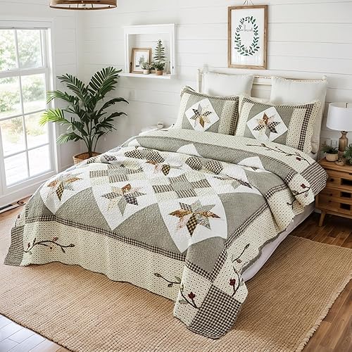 Miniatura 4 de Brandream Queen Size Luxury Patchwork Colcha acolchada conjunto de edredones de algodón