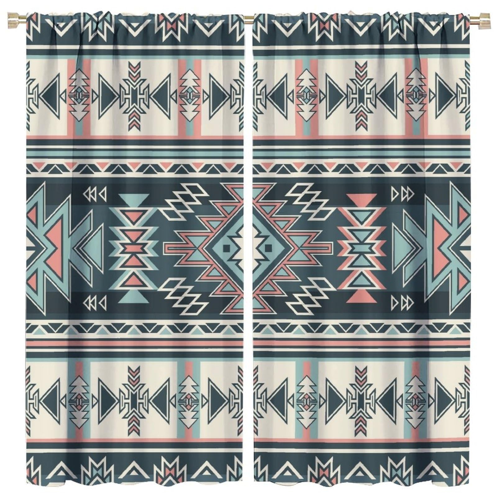 LOMADIA Aztec Blackout Curtain, Native American South Western Fantasy Bohemia Tribal Pattern Window Rod Pocket Thermal Insulated Curtains Panels for