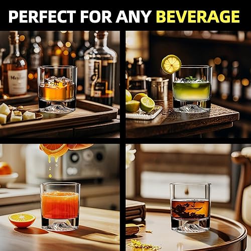 Miniatura 7 de Juego de 2 vasos de whisky de cristal, vasos de 10 onzas para whisky, bourbon, ron y cóctel, regalo premium para hombres, papá o esposo