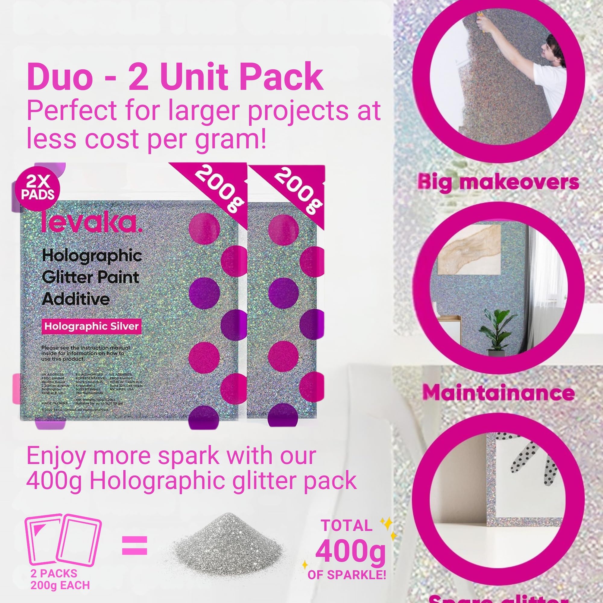 Glitter Paint Additive - Holographic Silver -5
