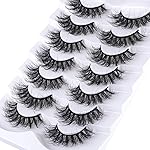 Mebver Lashes Eyelashes 8D Fluffy False Eyelashes Wispy Faux Mink Lashes Light Weight Fake Eyelashes Cat Eye Lashes 7 Pairs Pack, Black