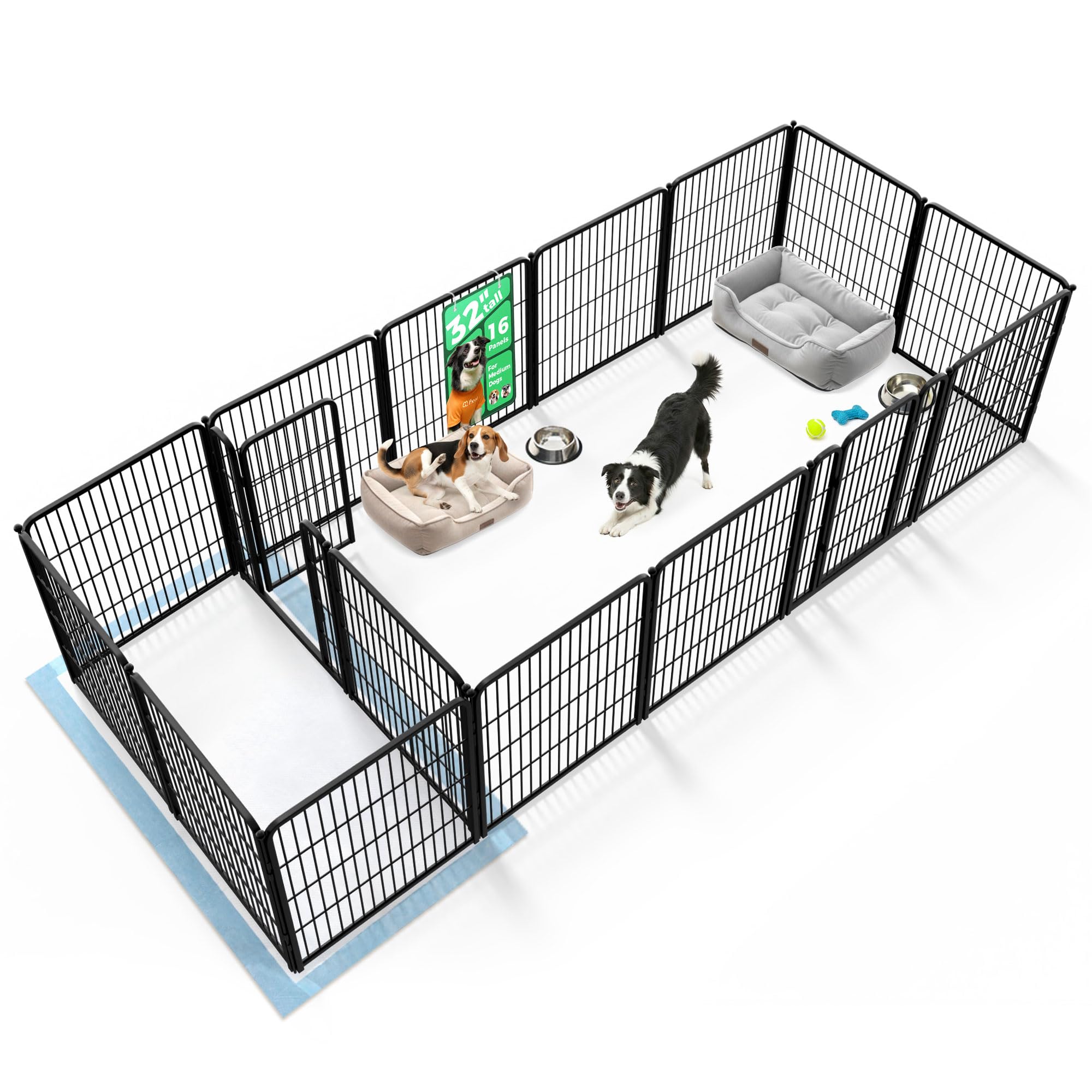 FXW Homeplus Indoor Dog Playpen with Divider Connectors, 32" H, 16 Panels