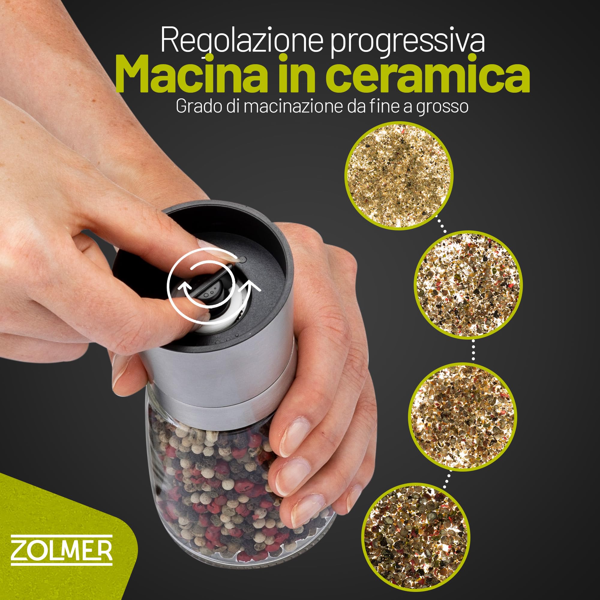 Macina sale e pepe con supporto in bambù – Set di 2 macinaspezie in acciaio inox e vetro – macina in ceramica regolabile, ricaricabile ed elegante per ogni cucina