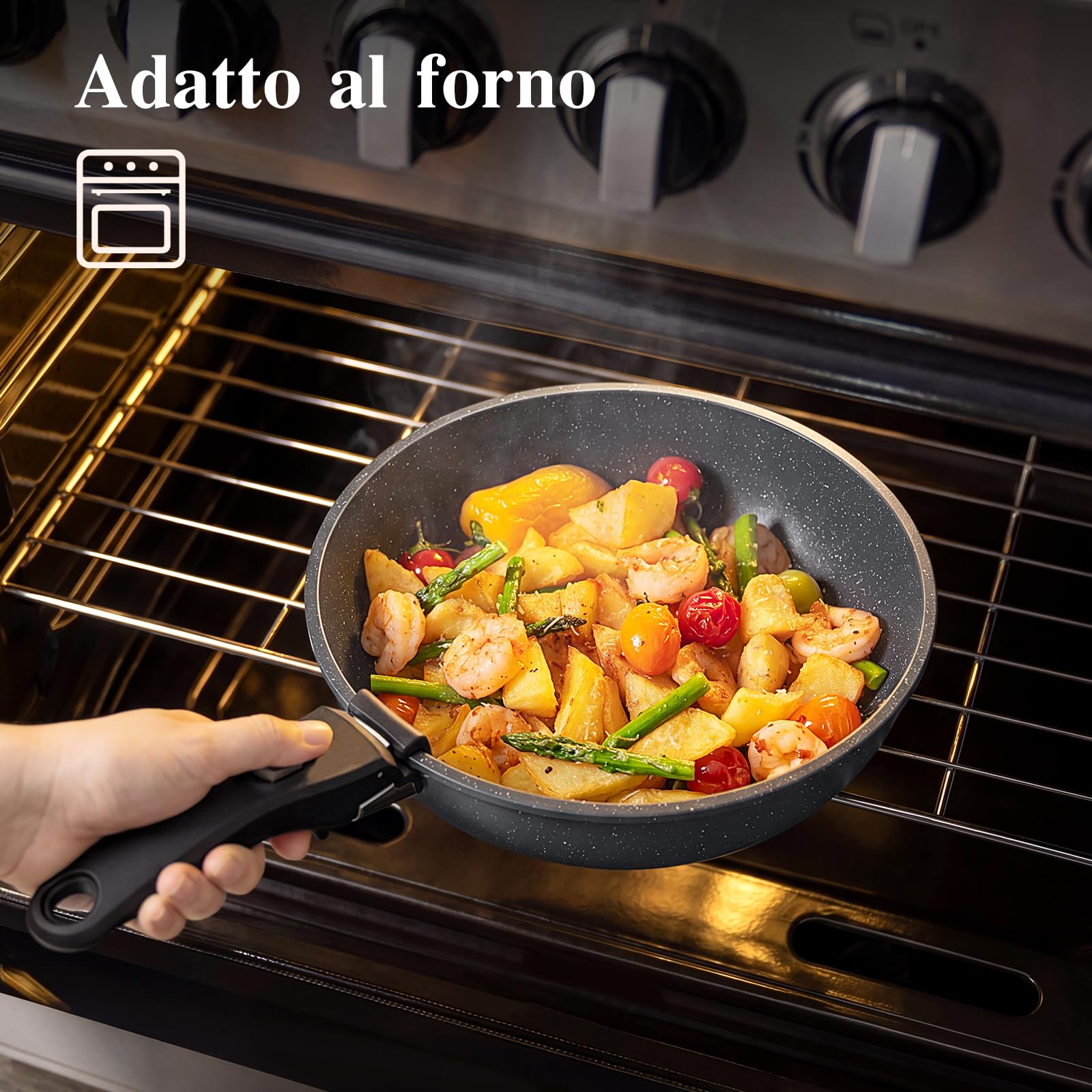 GiPP 19 Pezzi Set di Pentole Antiaderente Compatibile Induzione, Nero