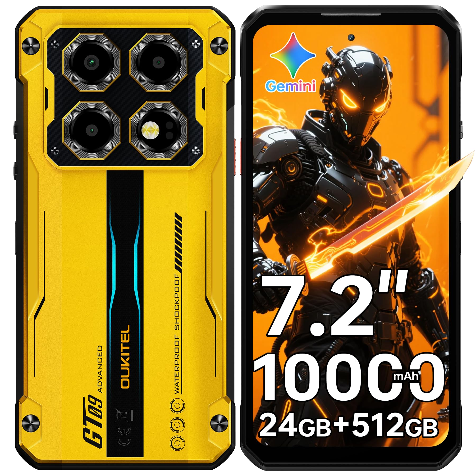 WP60 Android 16 Rugged Phone Unlocked, 7.2"Display, 24GB+512GB,10000mAh/33W