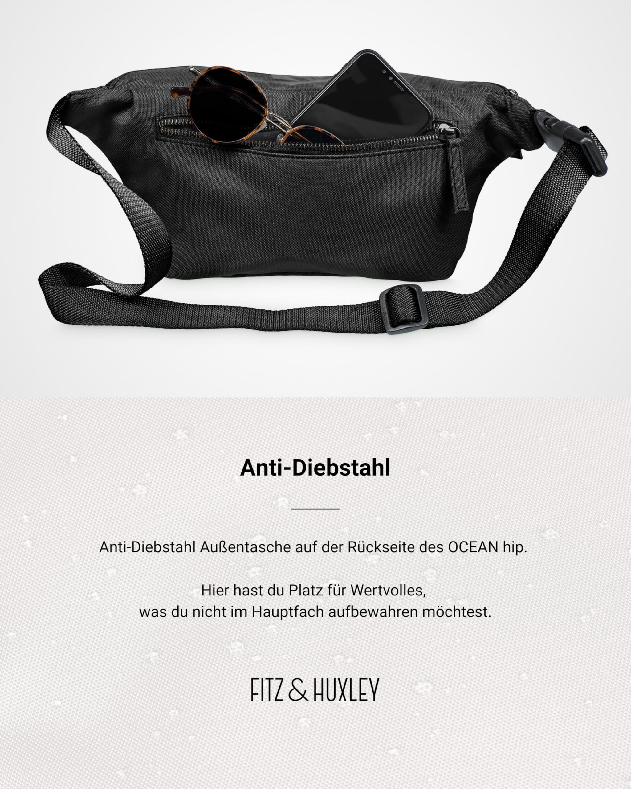 Fitz & Huxley Crossbody Bag Ocean [INKL. ANTIDIEBSTAHL-Fach] - Crossbag Groß für Herren & Damen - Wasserabweisende Umhängetasche aus Ocean Plastic - Bodybag Klein - Crossover Tasche & Gürteltasche
