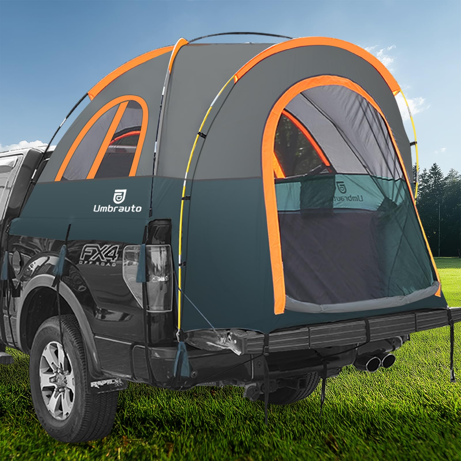 Truck Bed Tent 6.5ft: Easy Set Up Umburato Pickup Truck Tents for Camping, Waterproof PU3000mm Canopy for Truck Camper, Portable, Spacious for 2 Person Green