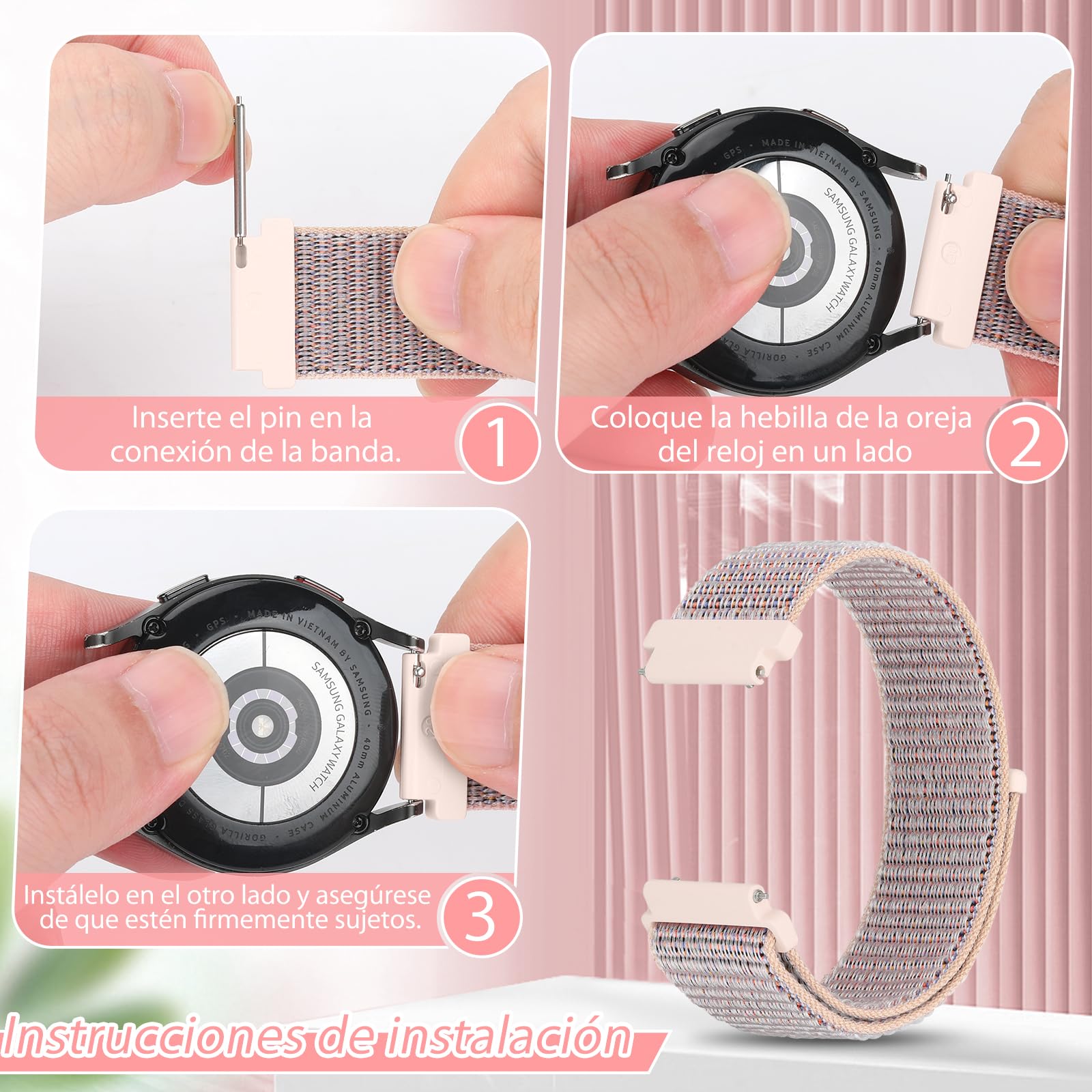 Correas de Nylon para Reloj Compatible 18mm 19mm 20mm 22mm 24mm Transpirables