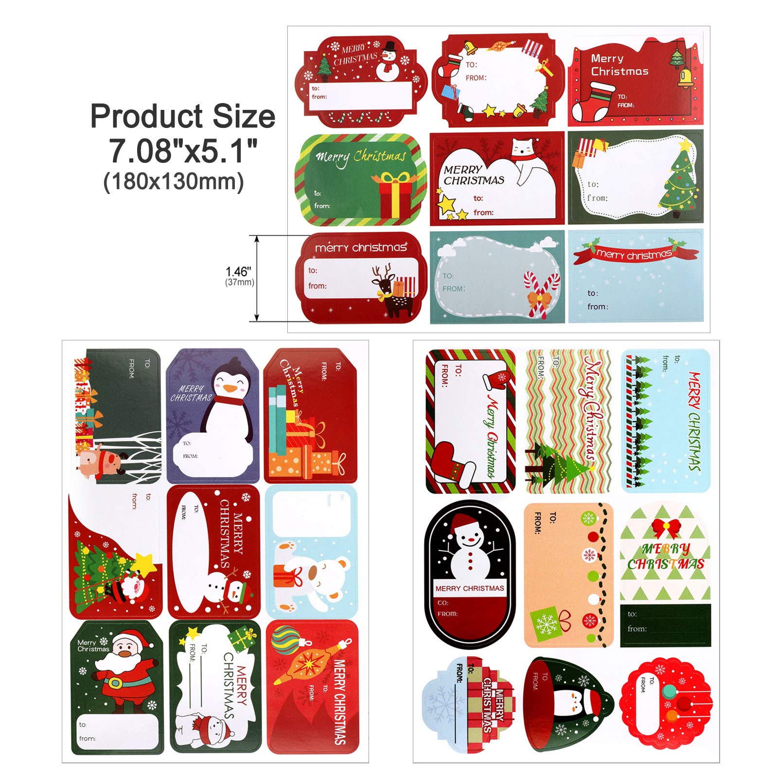 FINDIR 1000 Pezzi Etichette Natalizie Adesivo 2 Rotoli Adesivi Natale - Foto 10