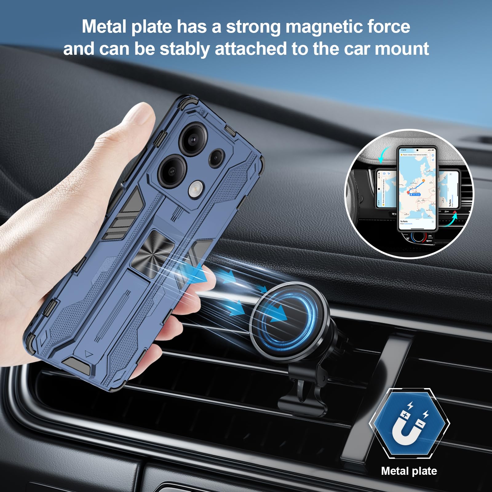 Funda para CMF Phone 2 Pro, Carcasa Antigolpes con Soporte anular metálico, Case Protectora de Grado Militar, Negro — view 1743