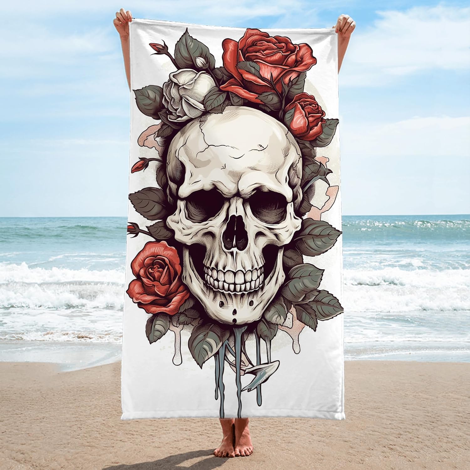 Skull Beach Towels Oversized Custom Quick Dry 3D Print