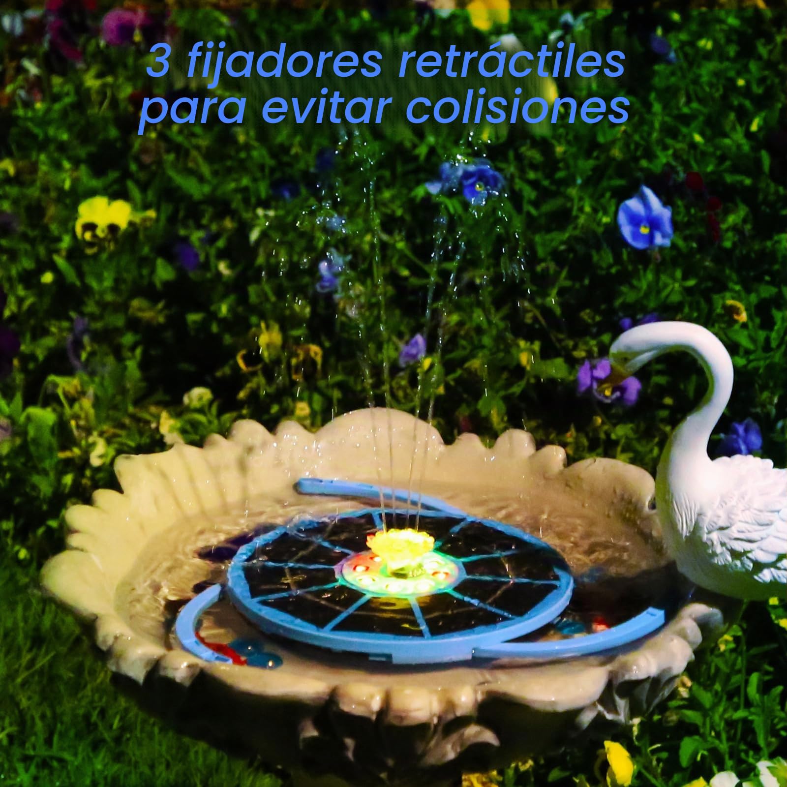 AISITIN Fuente Solar LED 3.5W con Batería, Panel Azul Claro