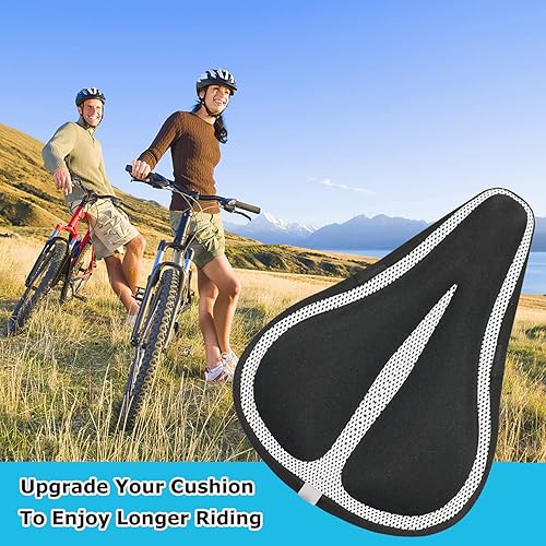 Miniatura 7 de Funda de Asiento de Bicicleta de Gel Acolchada Cubiertas de Sillín de Bicicleta para Mujeres y Hombres, Funda de Cojín de Asiento de Bicicleta de