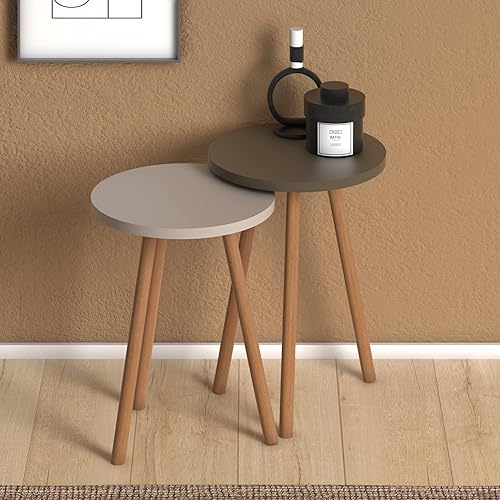 Montesehpa Mesa de centro anidada para decoración de habitación mesa de centro redonda mesas auxiliares para sala de estar para decoración del hogar