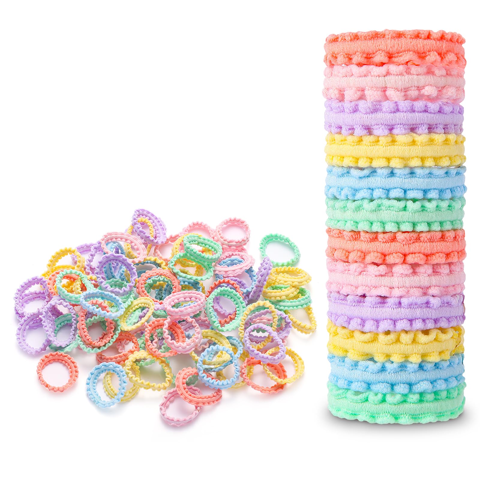 Youxuan Small Elastic Hair Ties, Soft, Stretchy, and Non-Damage Hair Bands, Multi-Color 100 Pcs Strong, Durable Mini Rubber Bands for Toddlers, Girls