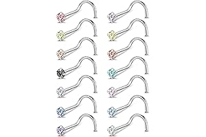 6-14PCS Steel Nose Rings Screw Studs Piercing Set