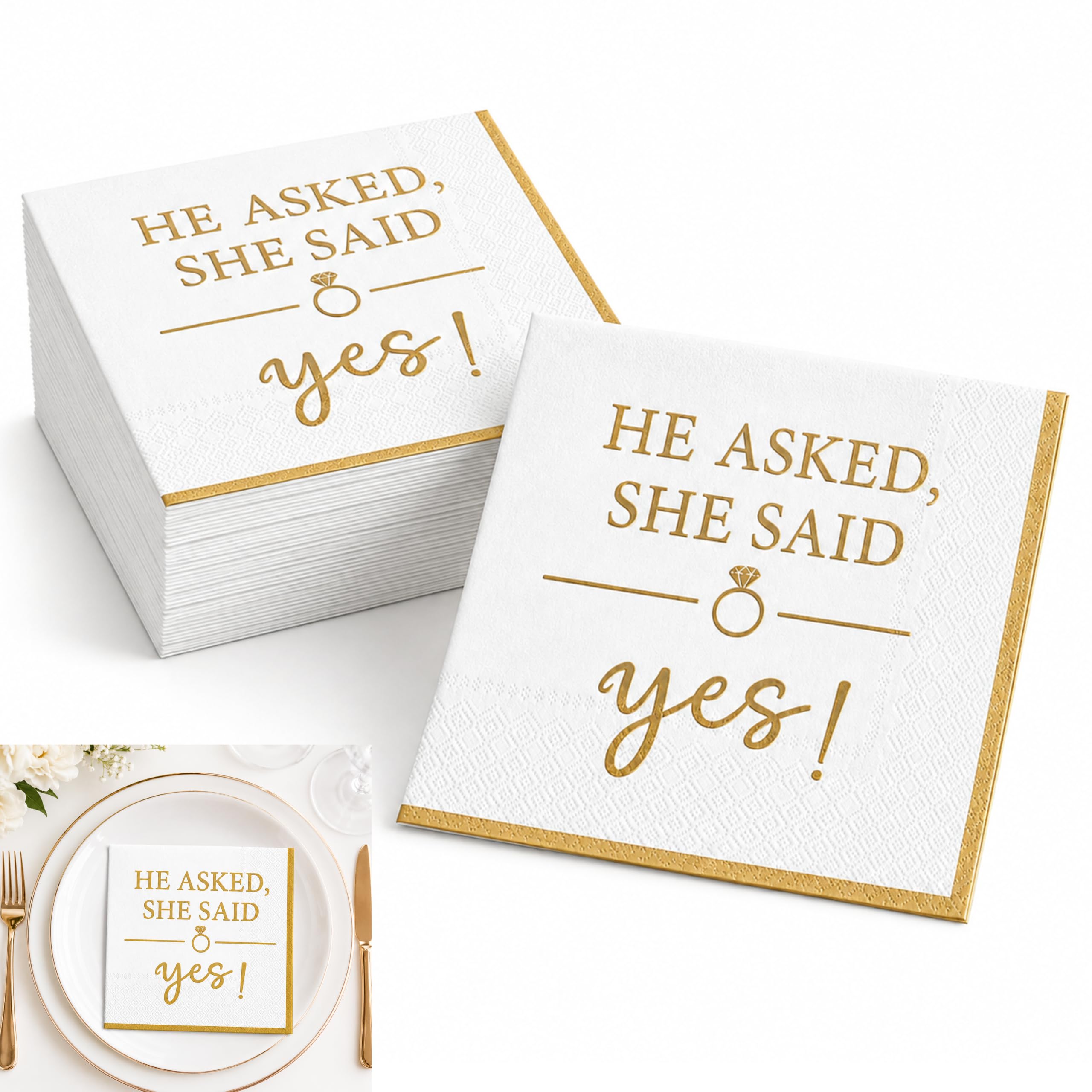 40PCS Engagement Party Napkins Fit for She Said Yes Decor