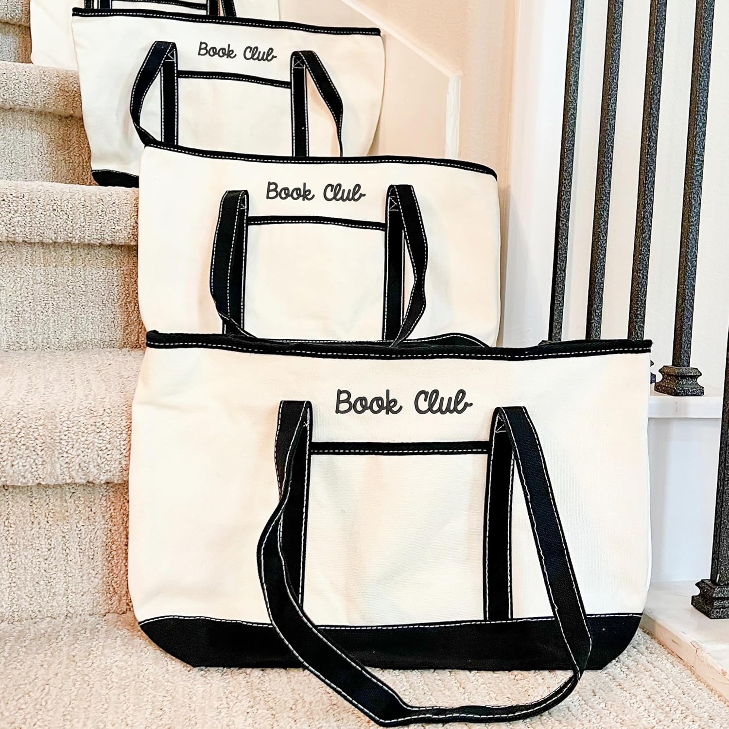 Threadart Personalized with Embroidery Large 100% Cotton Natural Canvas Tote Bag With Hot Pink Handles - 18.5"x11.5"x5.5" - 14 oz Canvas - For Women, Shopping, Beach, Getaways, Gifts - Image 7