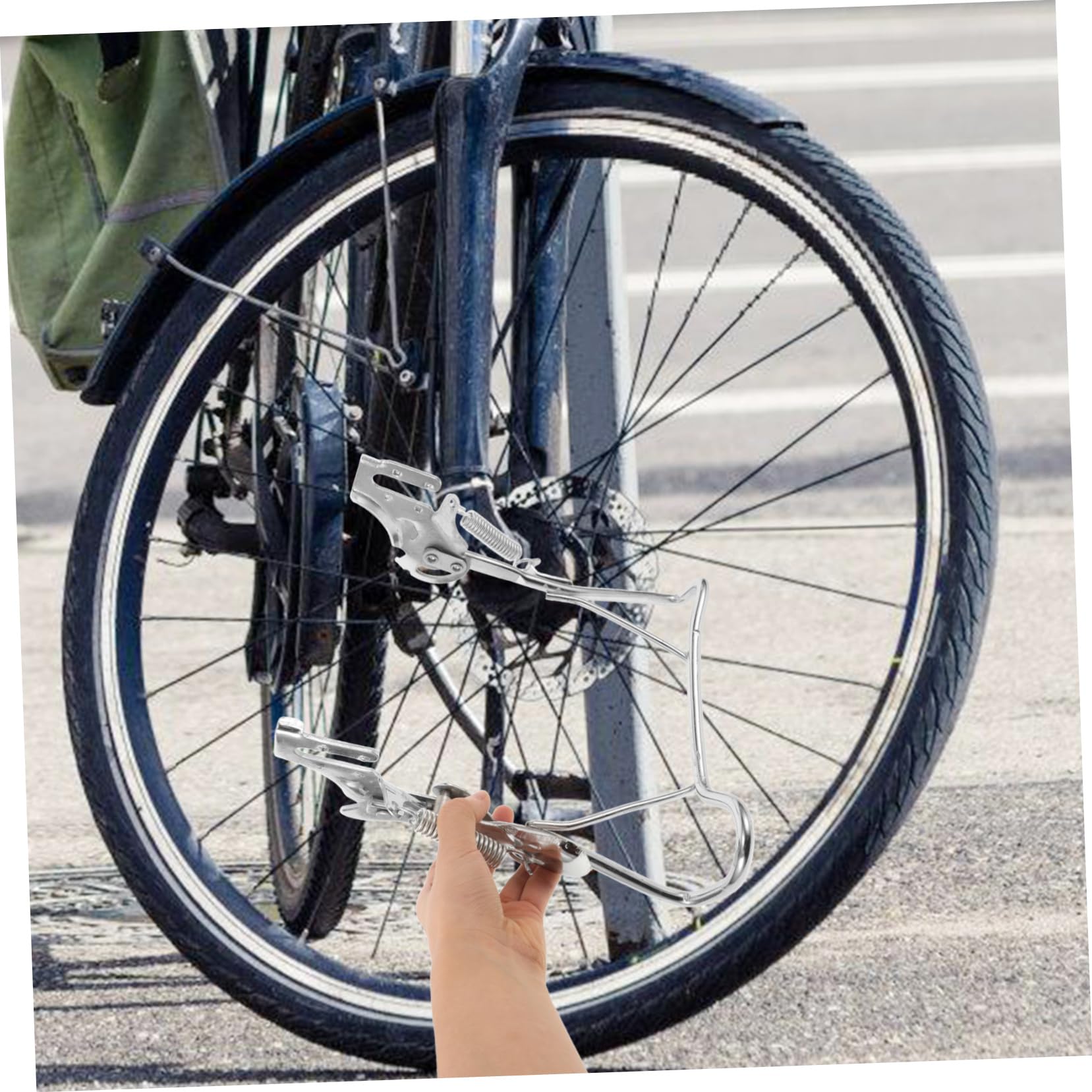 Kisangel Béquille Double de Électrique Support Stable Acier Réglable Pièce de Scooter Électrique Accessoire pour Vélos Stationnement Sécurisé Remplacement de Béquille
