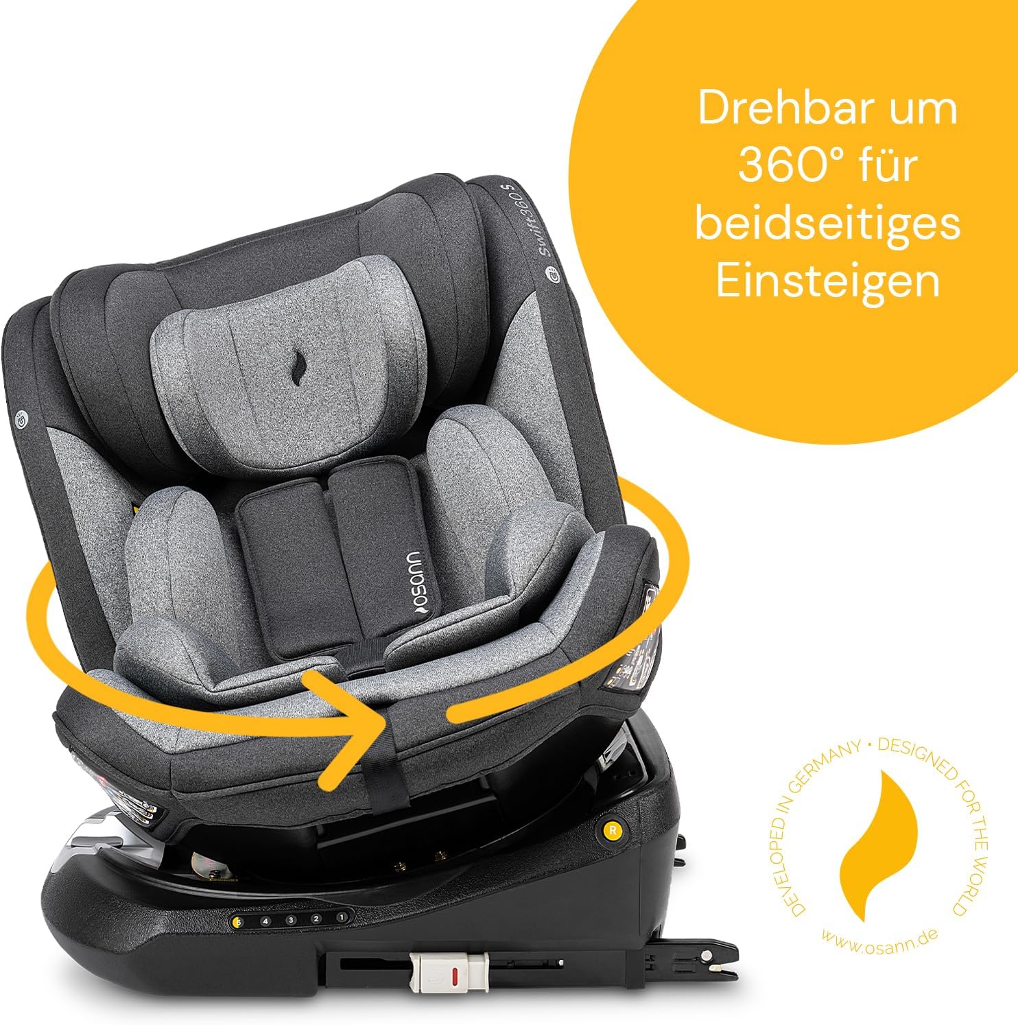 Image showing the 360-degree rotation feature of the car seat.