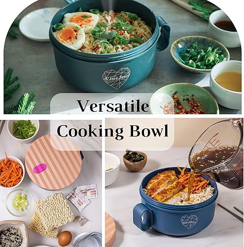 Miniatura 2 de AI LOVE PEACE Tazón de ramen para microondas con tapa, apto para microondas, para dormitorio, máquina de ramen, apto para microondas, fideos