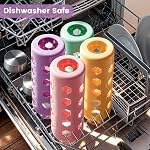 Mrsdry 18oz Glass Juice Bottles with Lids and Silicone Sleeves, 4-Pack Reusable Clear Glass Water Bottles with Stainless Steel Airtight Cap for Juicing, BPA Free Drinking Jar (Mint, 18oz)