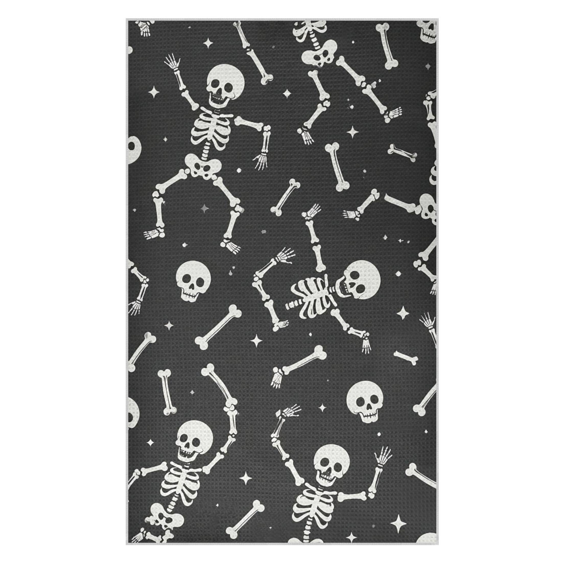 Kutsu Skeletons Waffle Weave Kitchen Towels Absorbent Quick Drying Dish Towels for Kitchen, Decorative Tea Towel, 18x30 in
